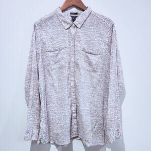 Eddie Bauer Womens Classic Fit Geometric Print Button Up Blouse Size 2XL Career